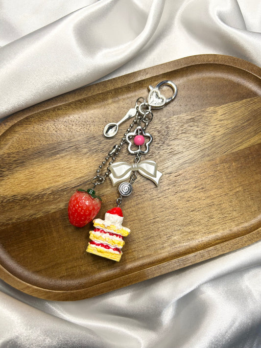 Strawberry Cake Keychain