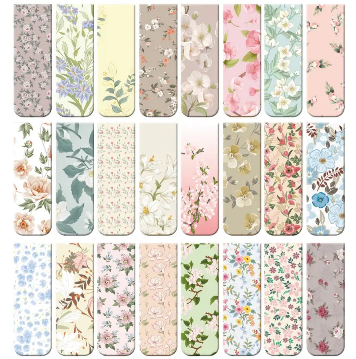 Floral Elegance Magnetic Bookmarks