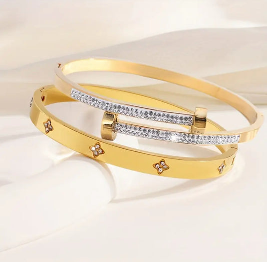 Gold Diamond Bangle Set