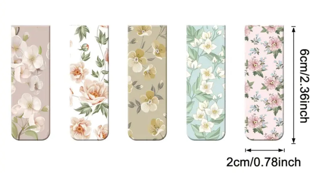 Floral Elegance Magnetic Bookmarks